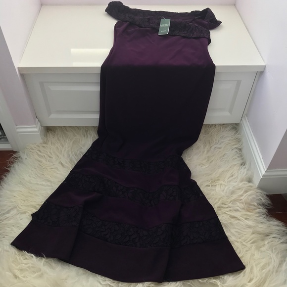 Lauren Ralph Lauren Purple Lace Gown Maxi